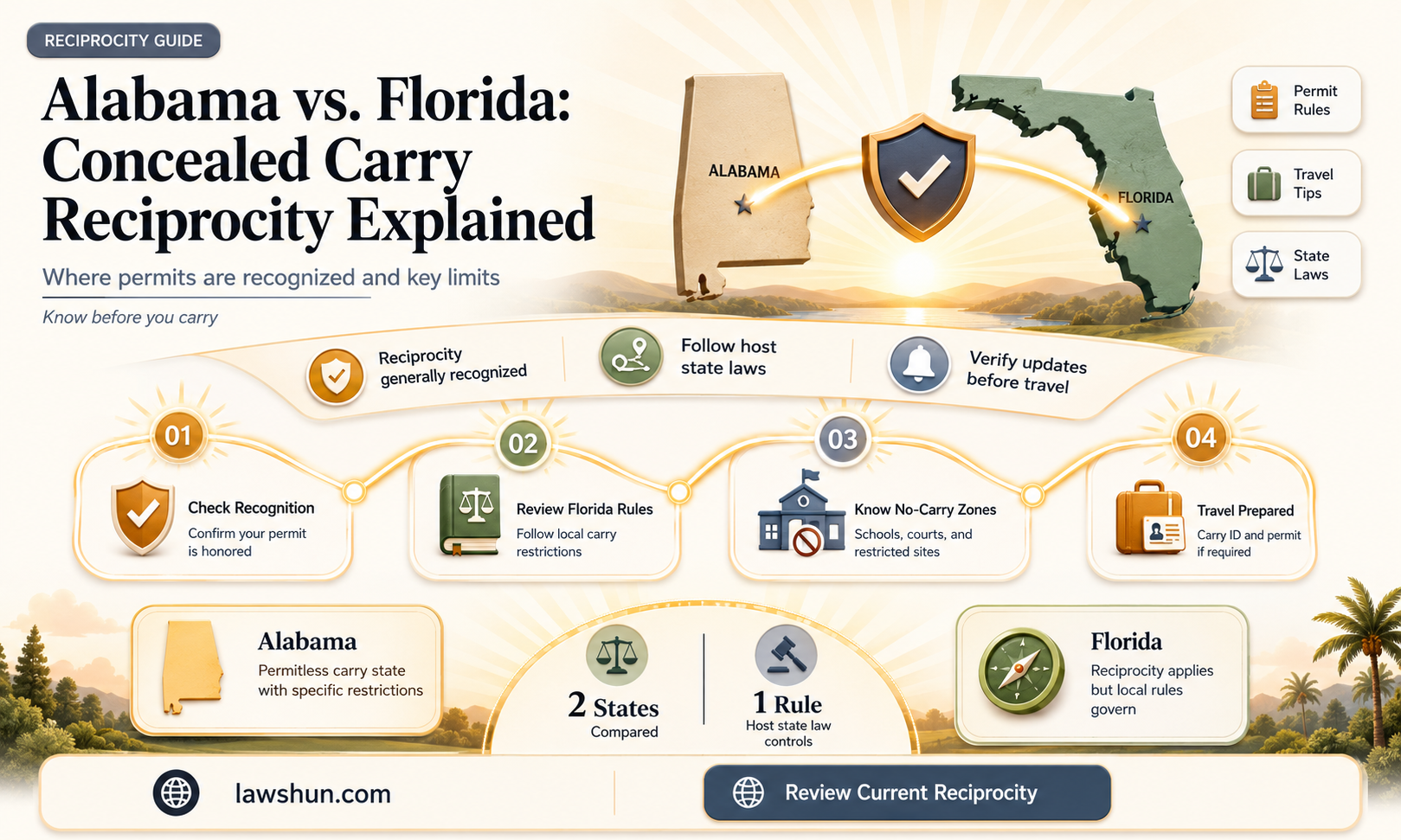 are slabama and fl recicrocal with concealed carry laws