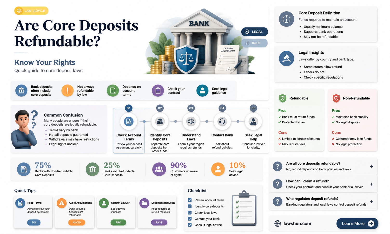 are core deposits refundable by law