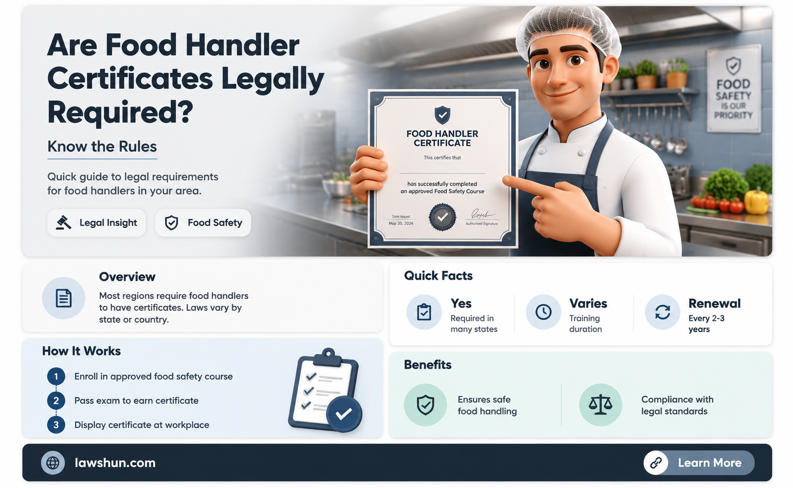 are food handlers certificates the law