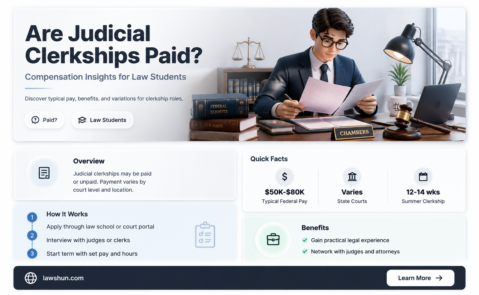 are judicial clerkships paid for law students