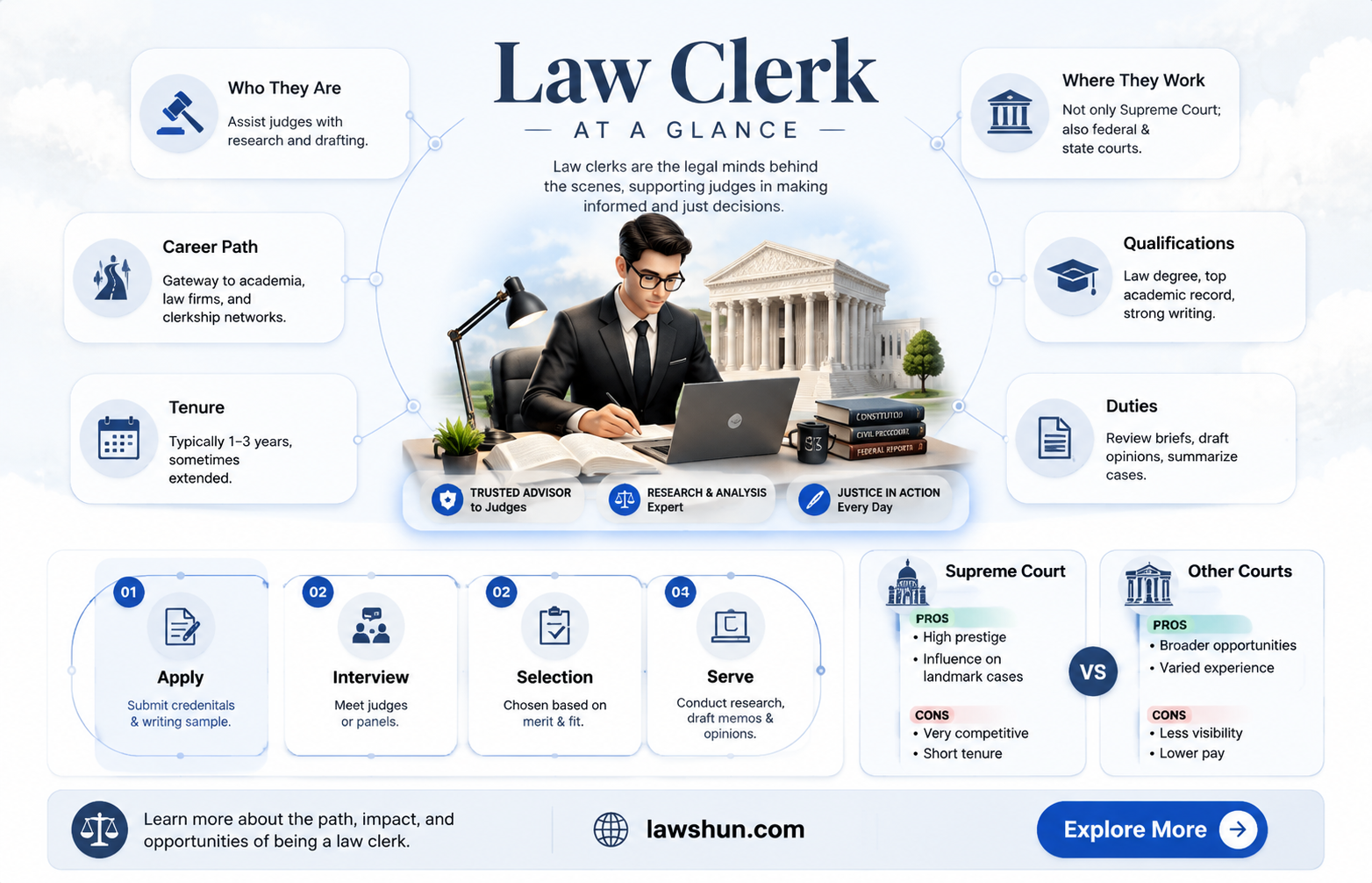 are law clearks only in the supreme court