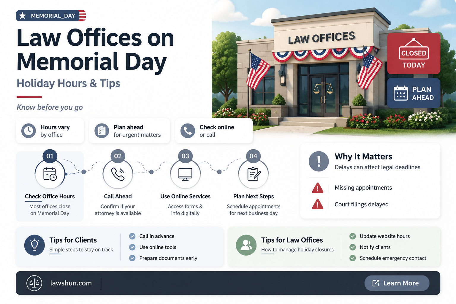 are law offices open on memorial day