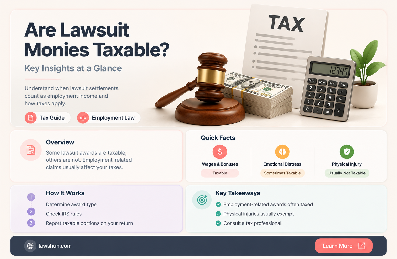 are law suit monies taxable as employment income