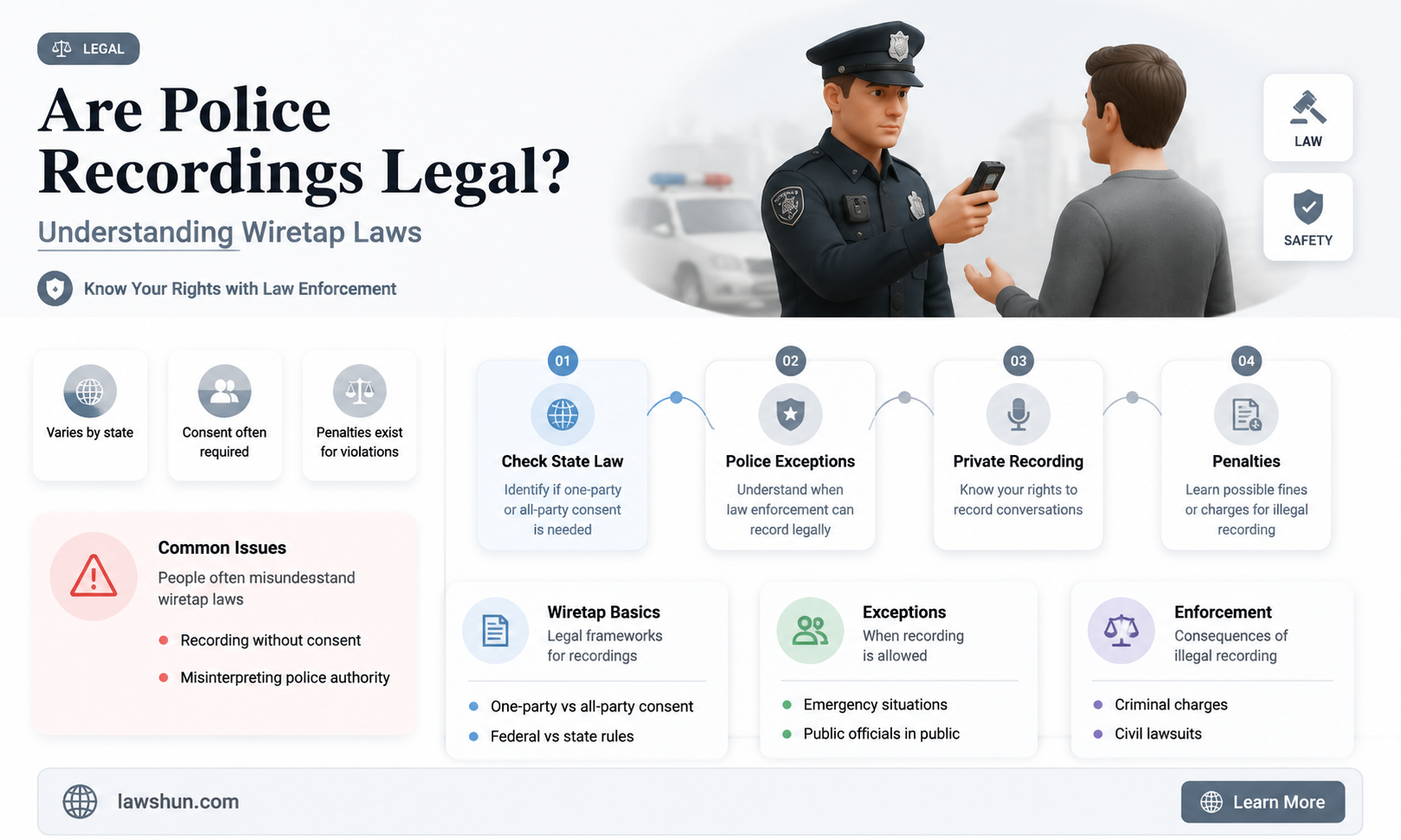 are police under wire tape law