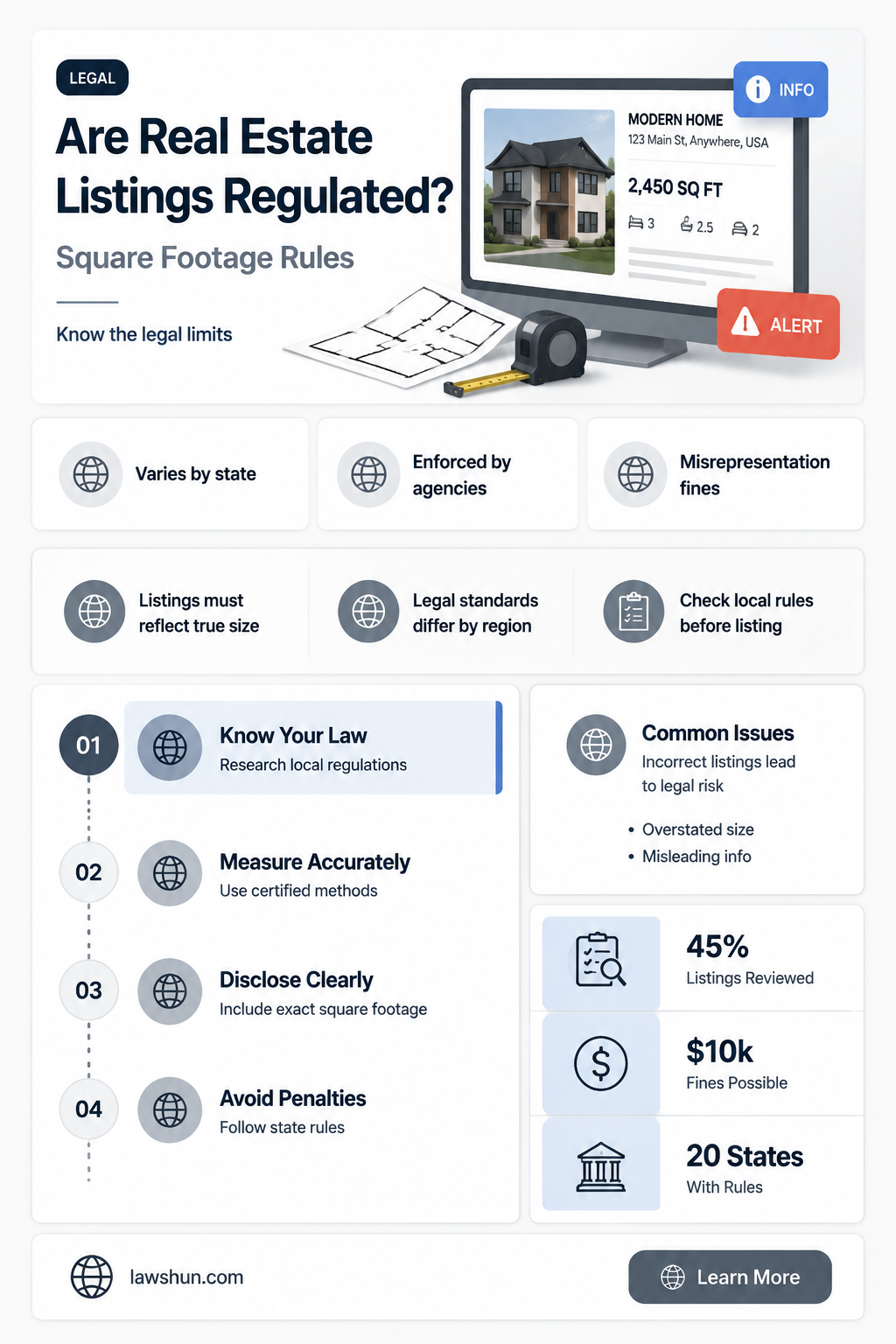 are real estate listings on square footage controlled by law