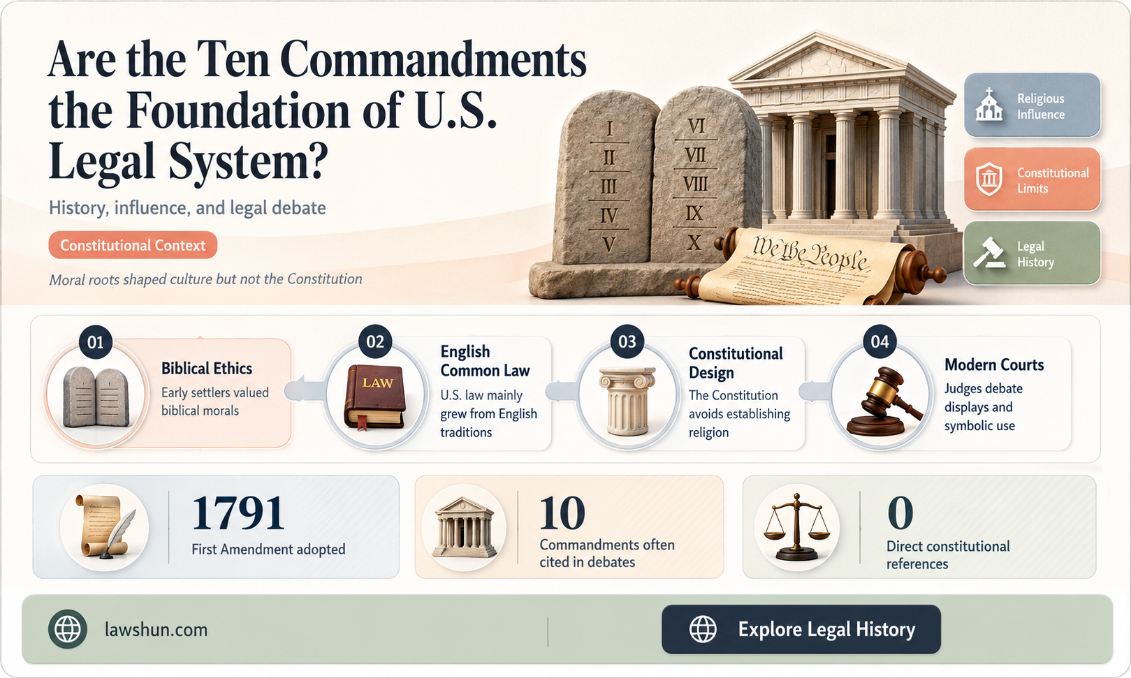 are the 10 commandments the basis of the us laws