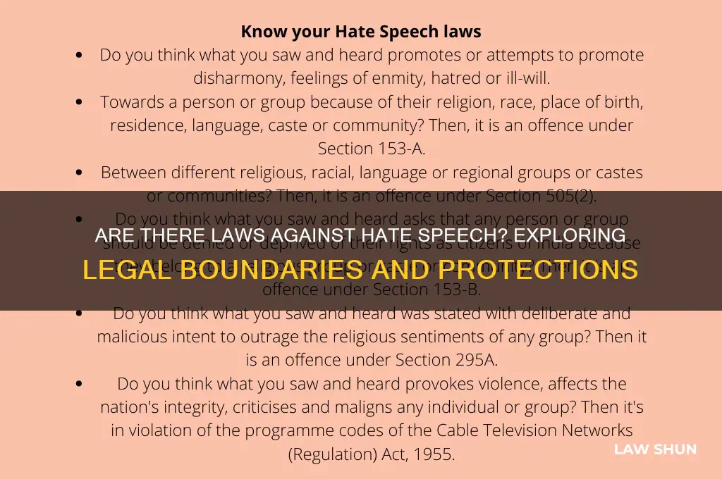 are there laws against hate speeck