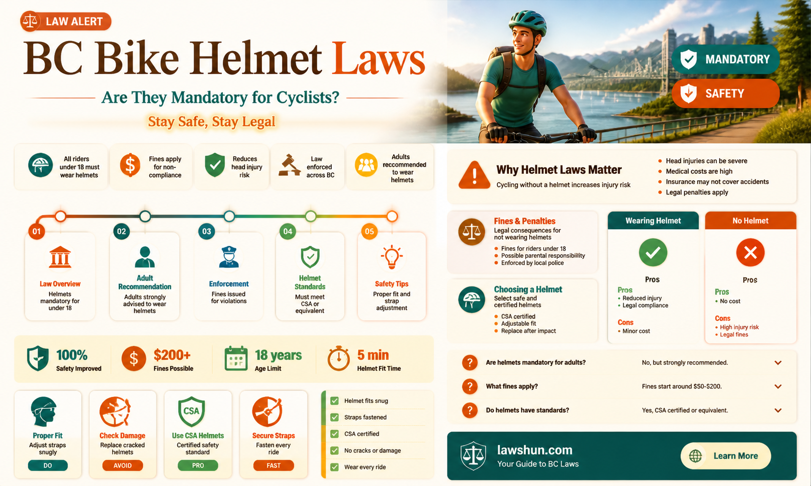 are bike helmets law in bc