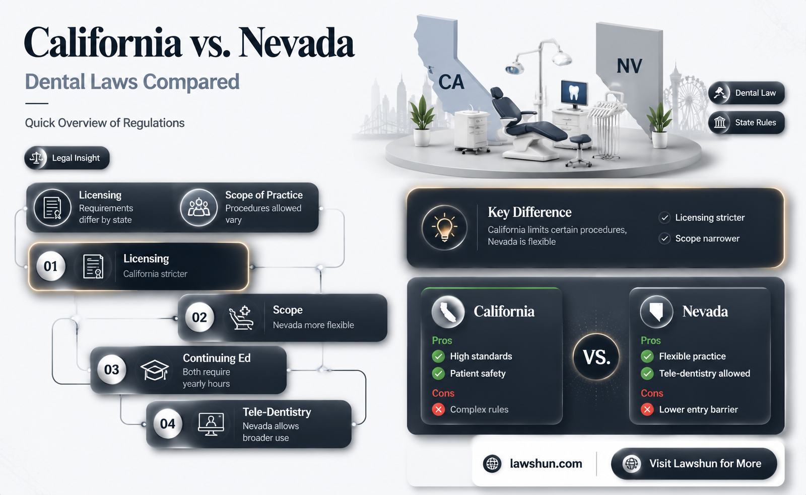 are laws regarding dentists the same in cslifornia and nevada