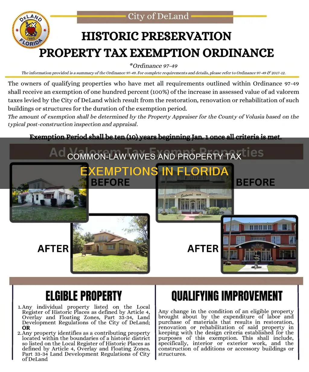 can common law wife get property tax exemption in fl