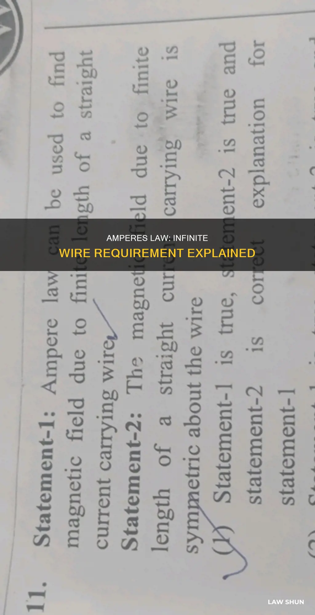 can i used amperes law on a non infinite wire
