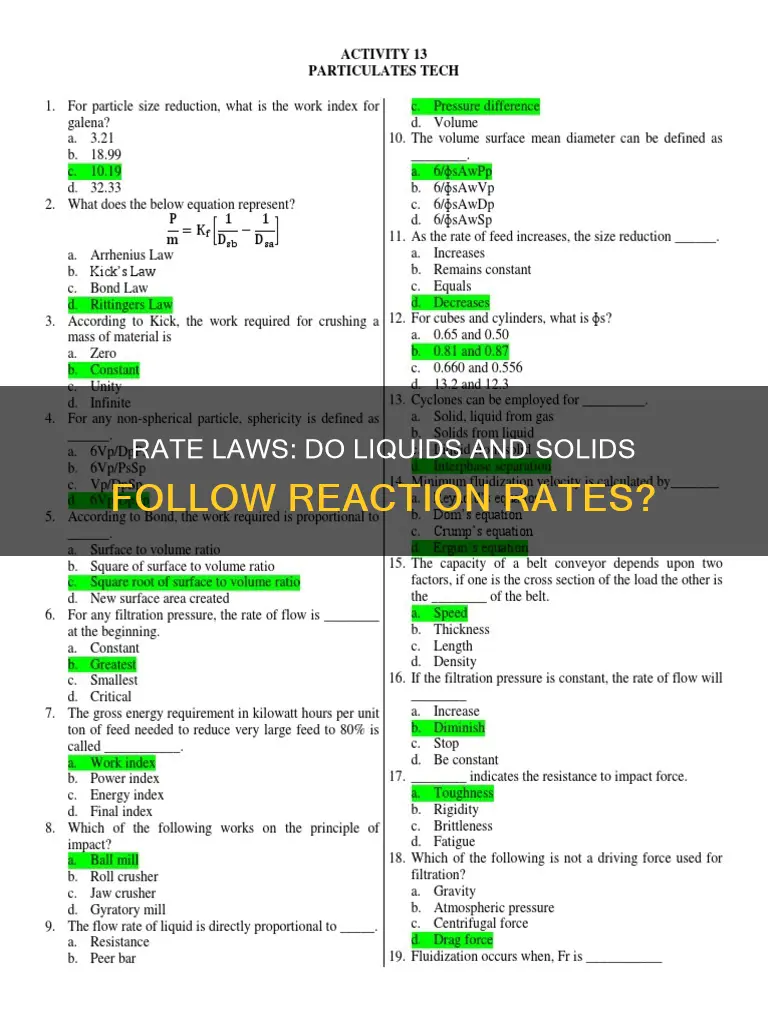 can rate law apply to liquids and solids