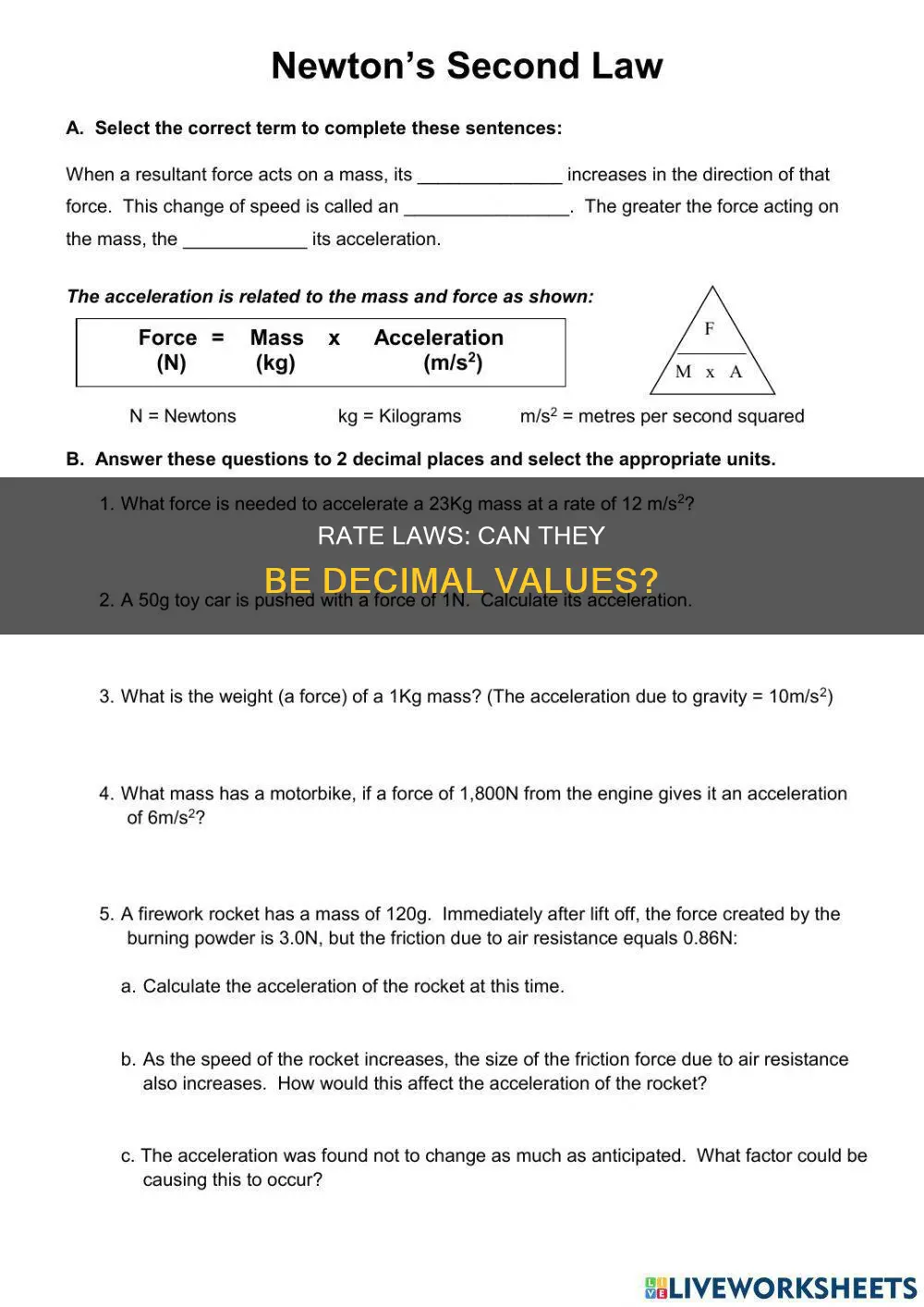 can rate law be decimal