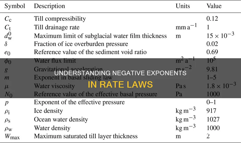 can rate law exponents be negative