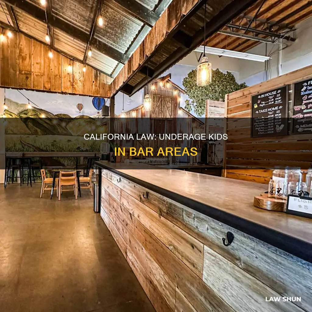 can underage kids sit on bar area california law
