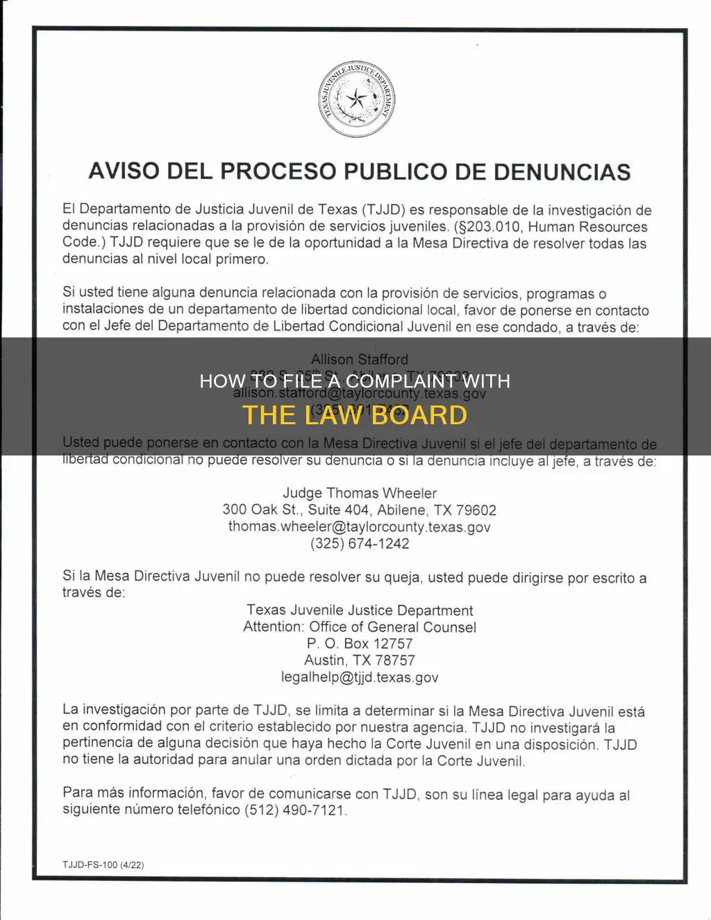 can you make a complaint to the law board