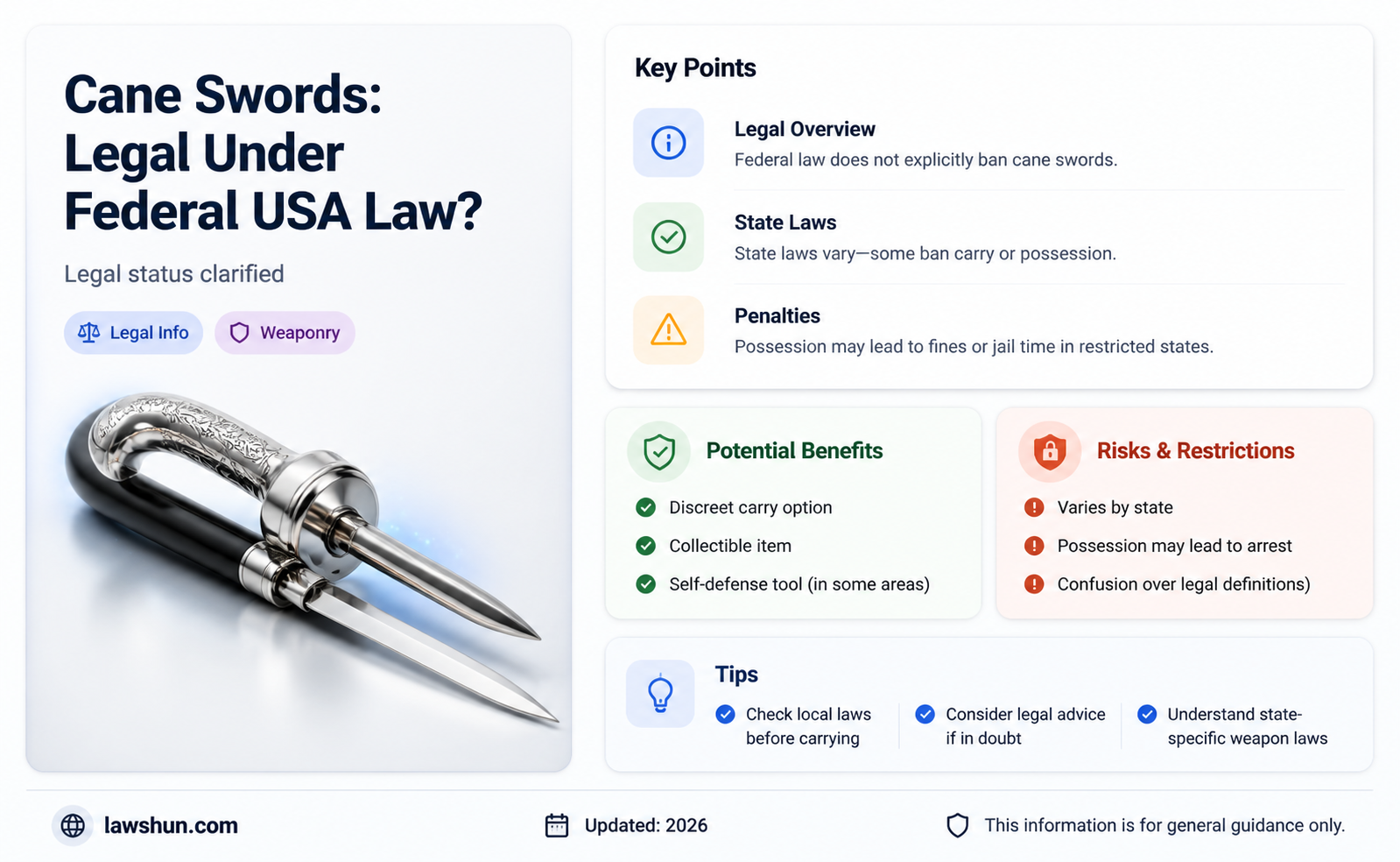 are cane swords illegal under federal usa law
