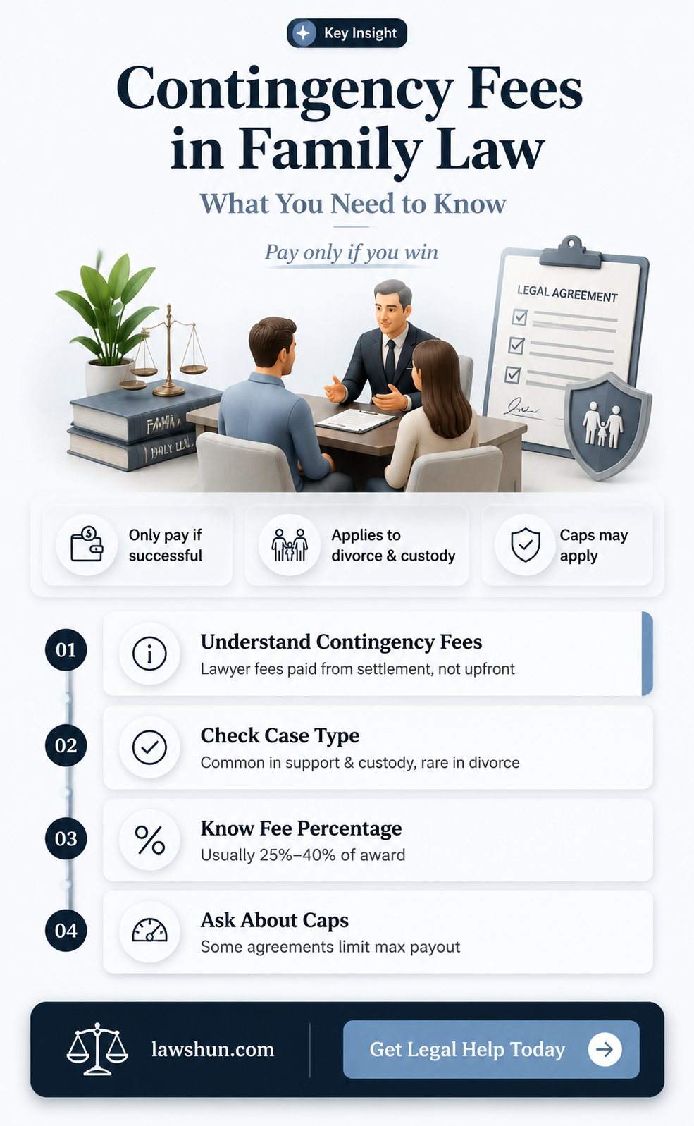 are family law cases based off of contingency