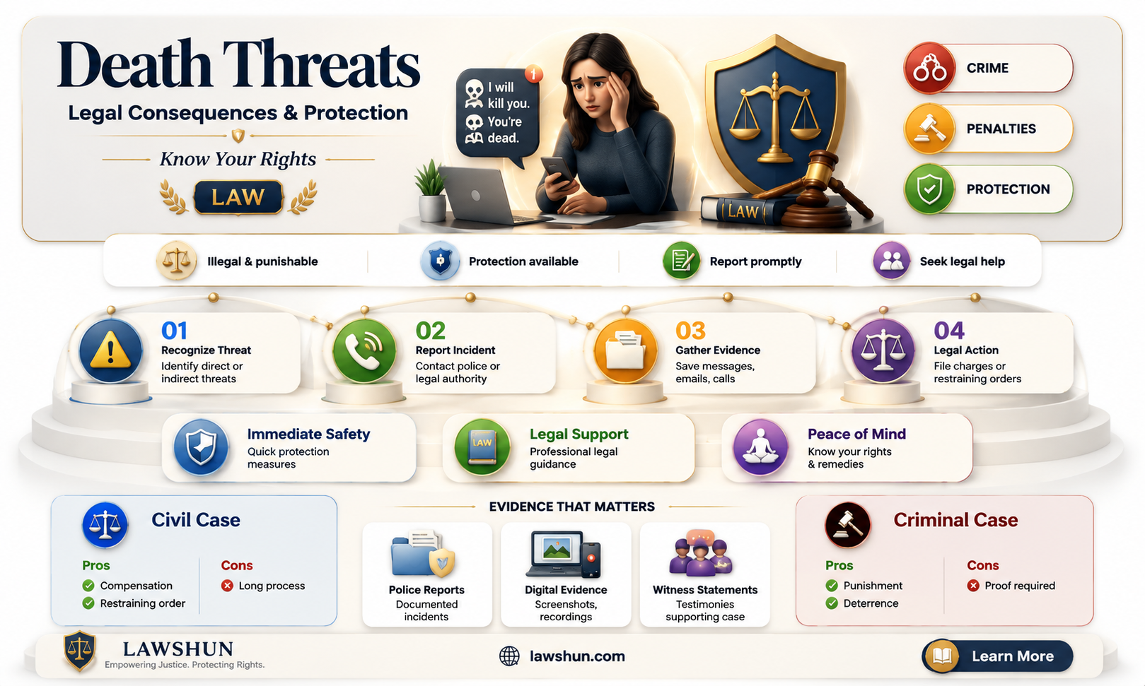 are death threats against the law