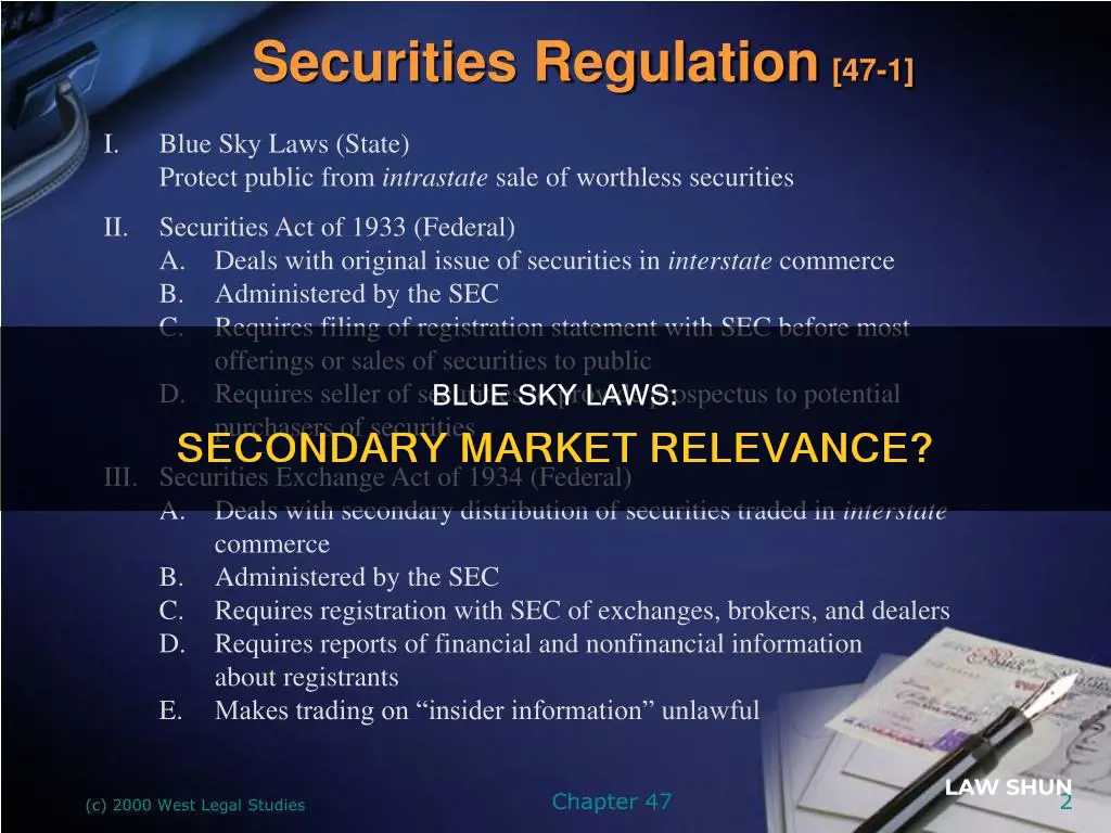 do blue sky laws apply to secondary markets