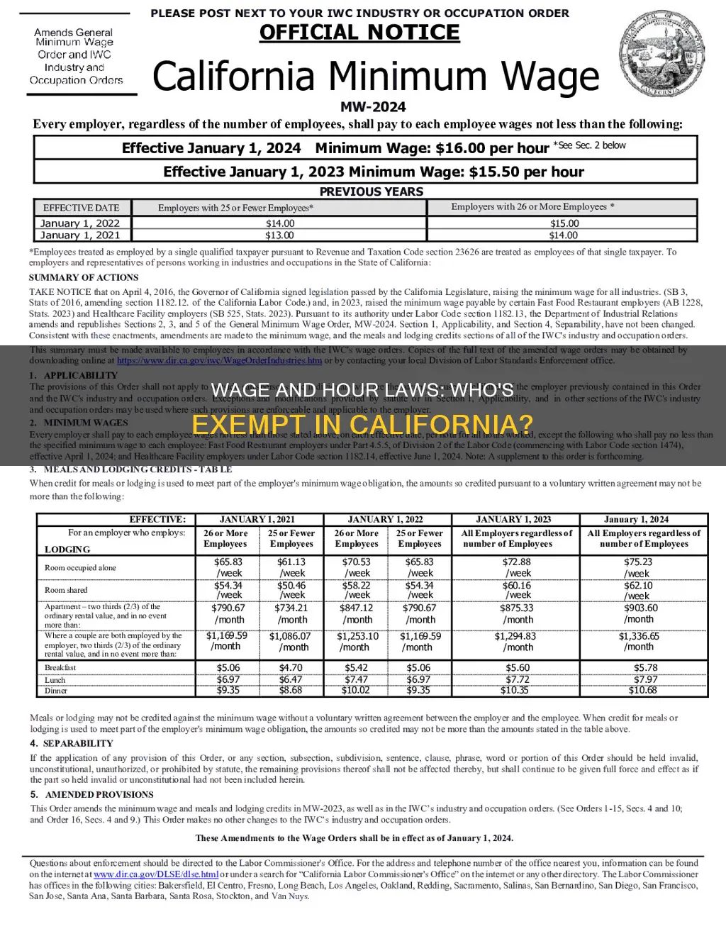 do california wage and hour laws apply to all companies