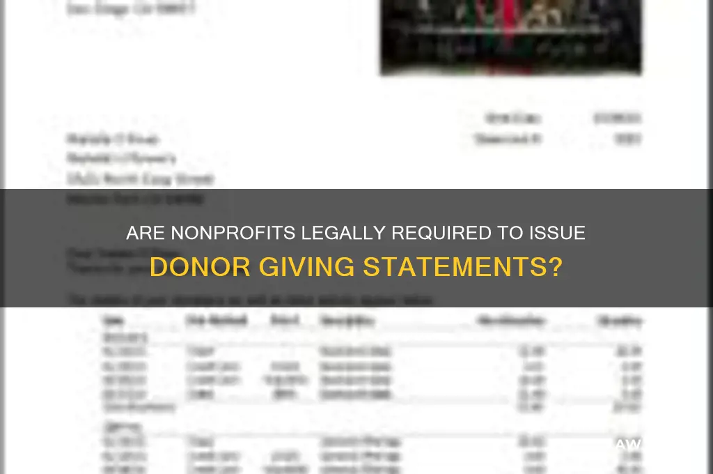 do nonprofits have to send out giving statements by law