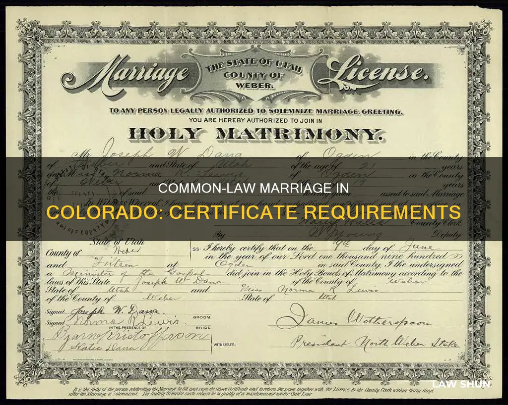 do you need a certificate for common law marriage co