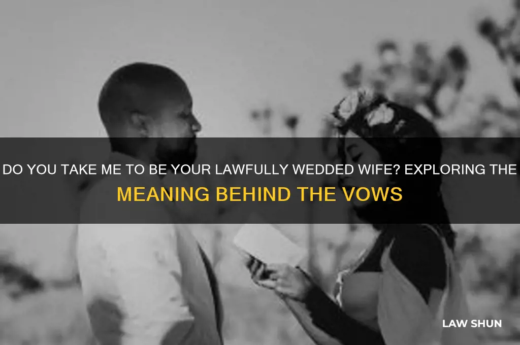 do you take me to be your lawfully wedded wife