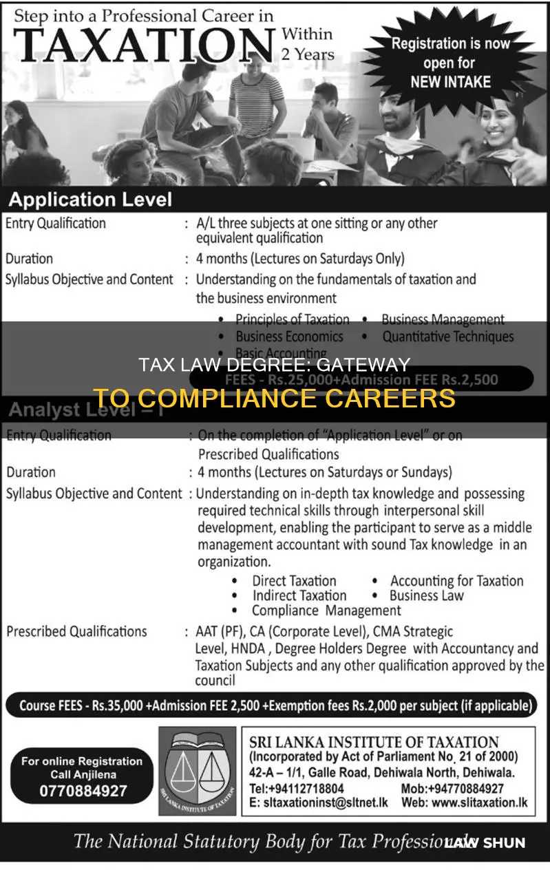 does a tax law degree help with compliance jobs