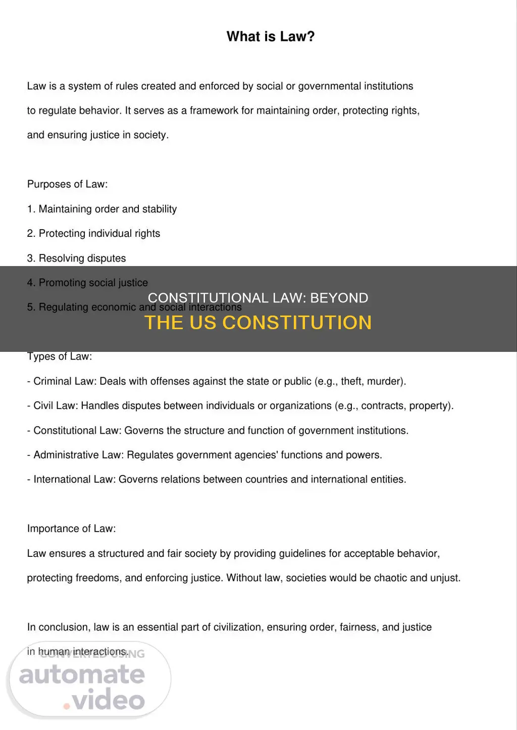 does constitutional law includes only the us constitution