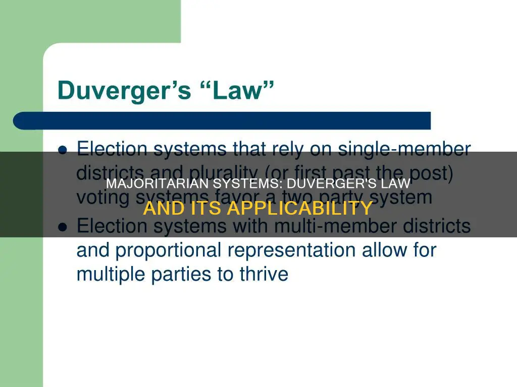 does duvergers law apply to all majoritarian systems