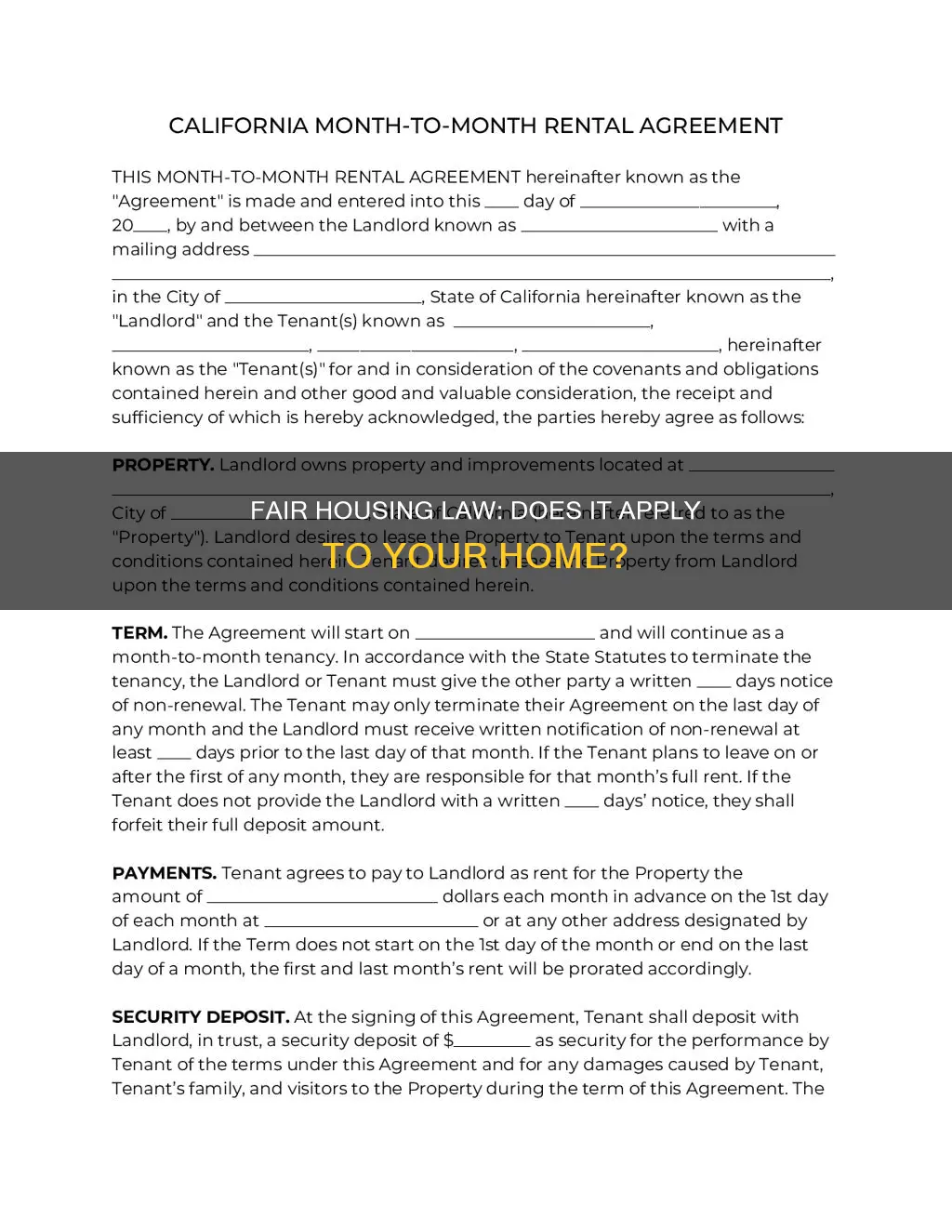 does fair housing law apply to rooms in your home