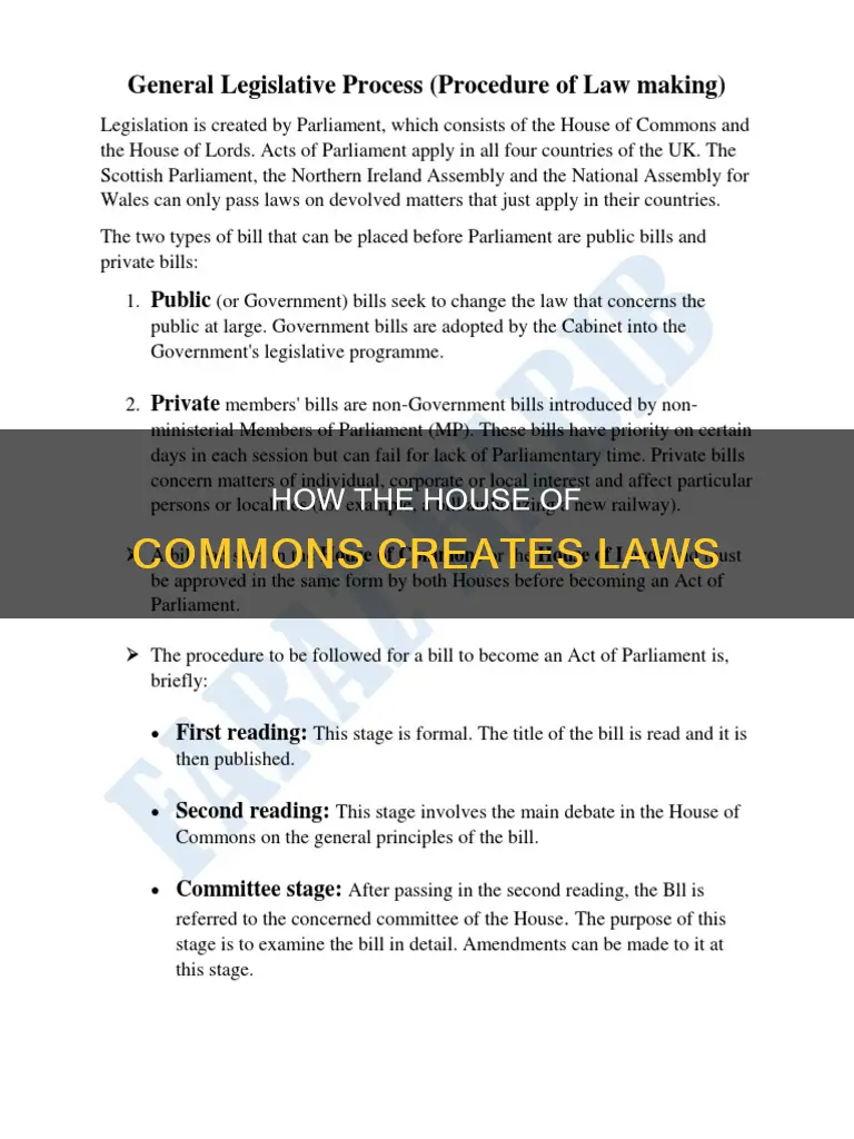 does the house of commons make laws