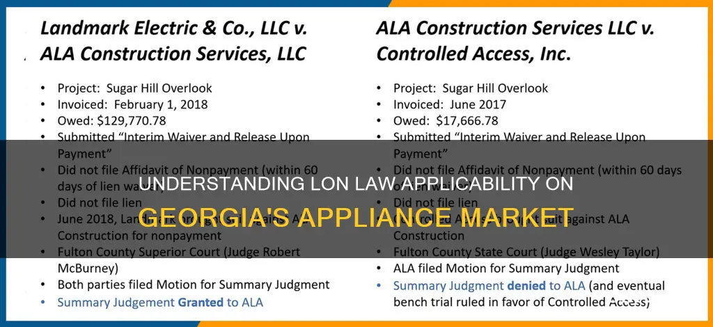 does the lon law in georgia apply to appliances