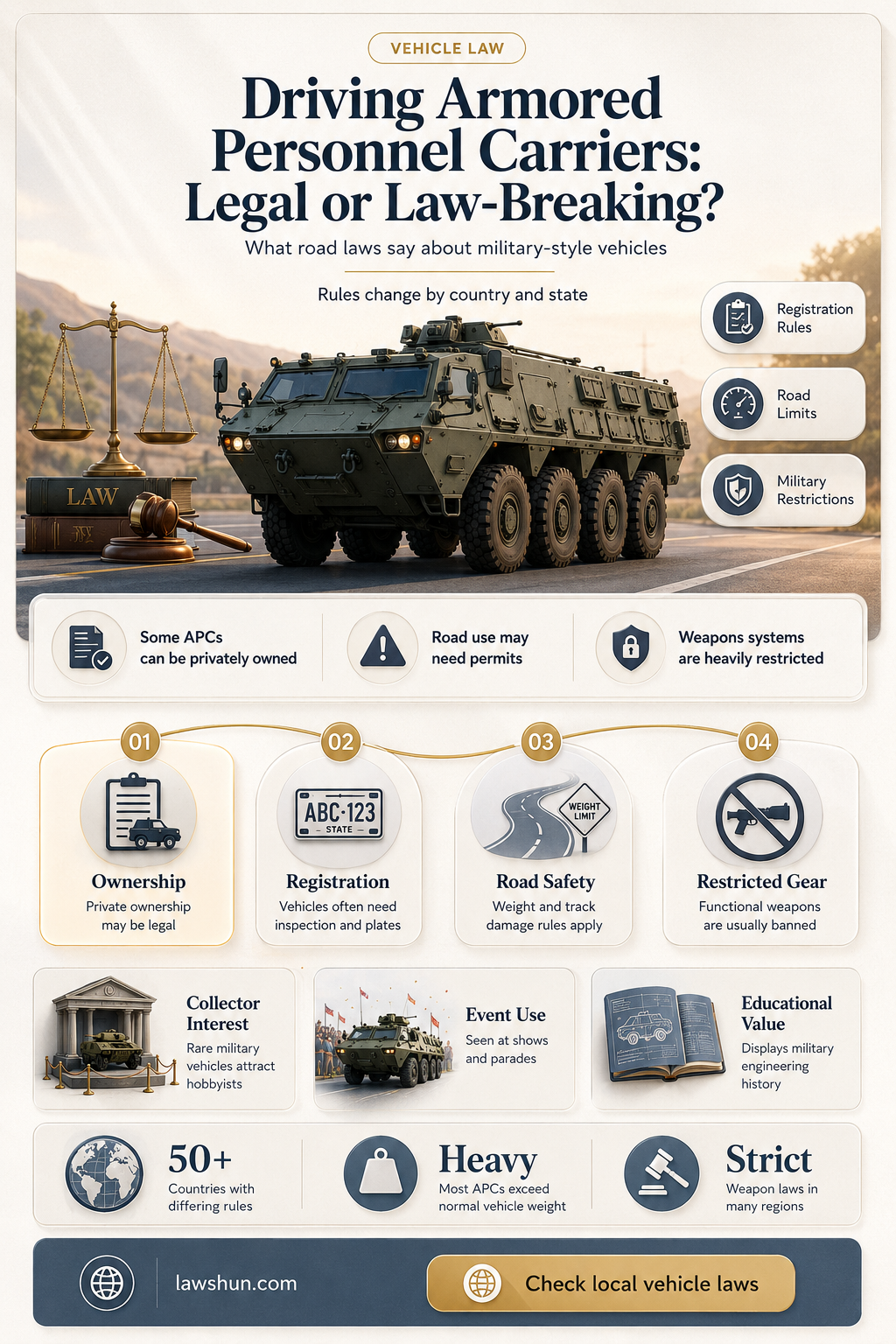 are there any laws against driving an armored personnel carrier