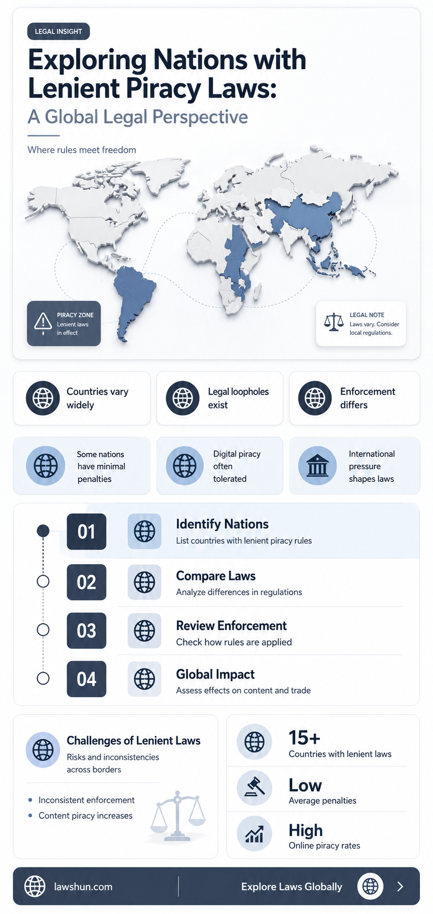 are there countries whose laws are less strict against piracy