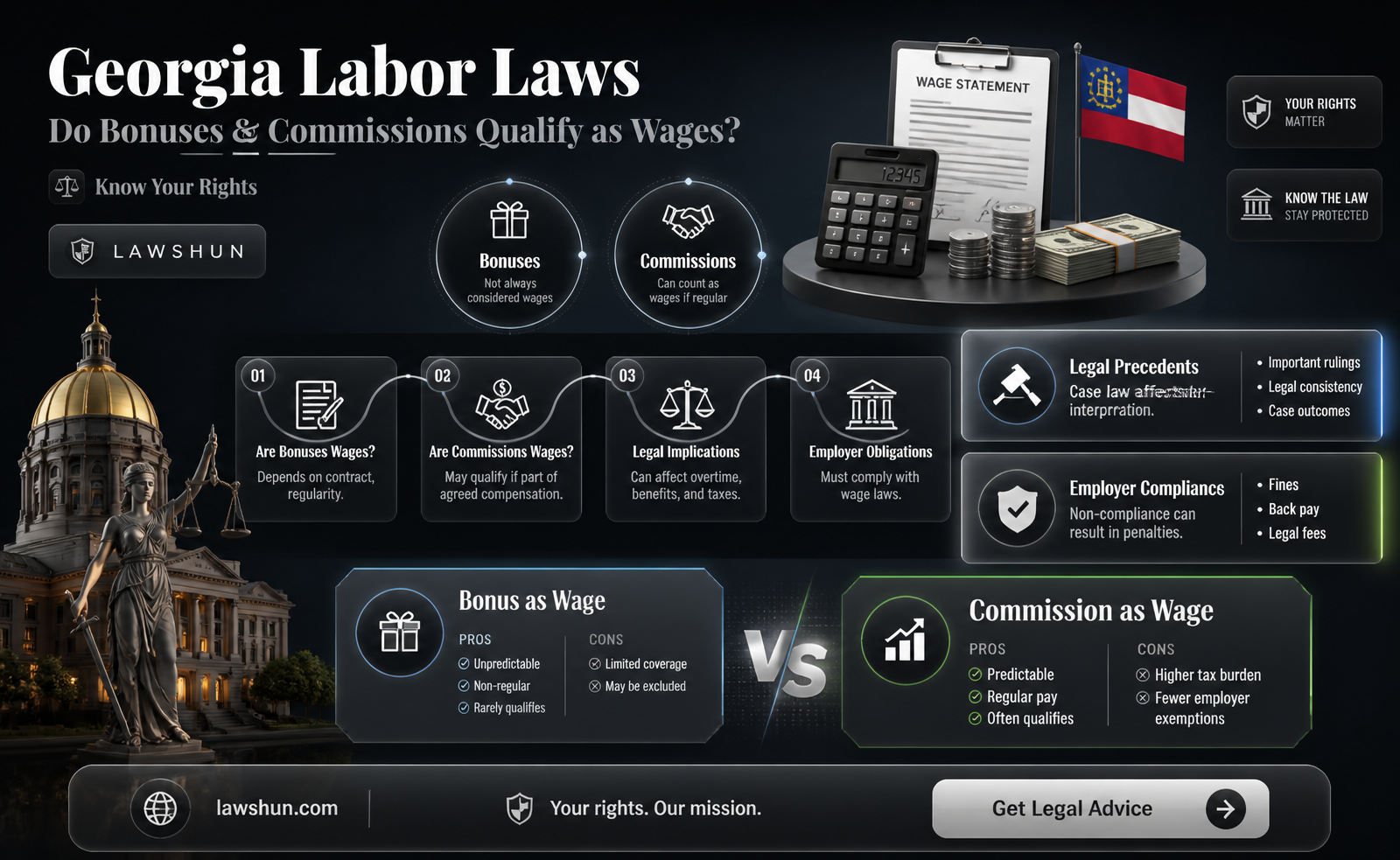 are bonuses and comisionons covered by labor laws in georgia