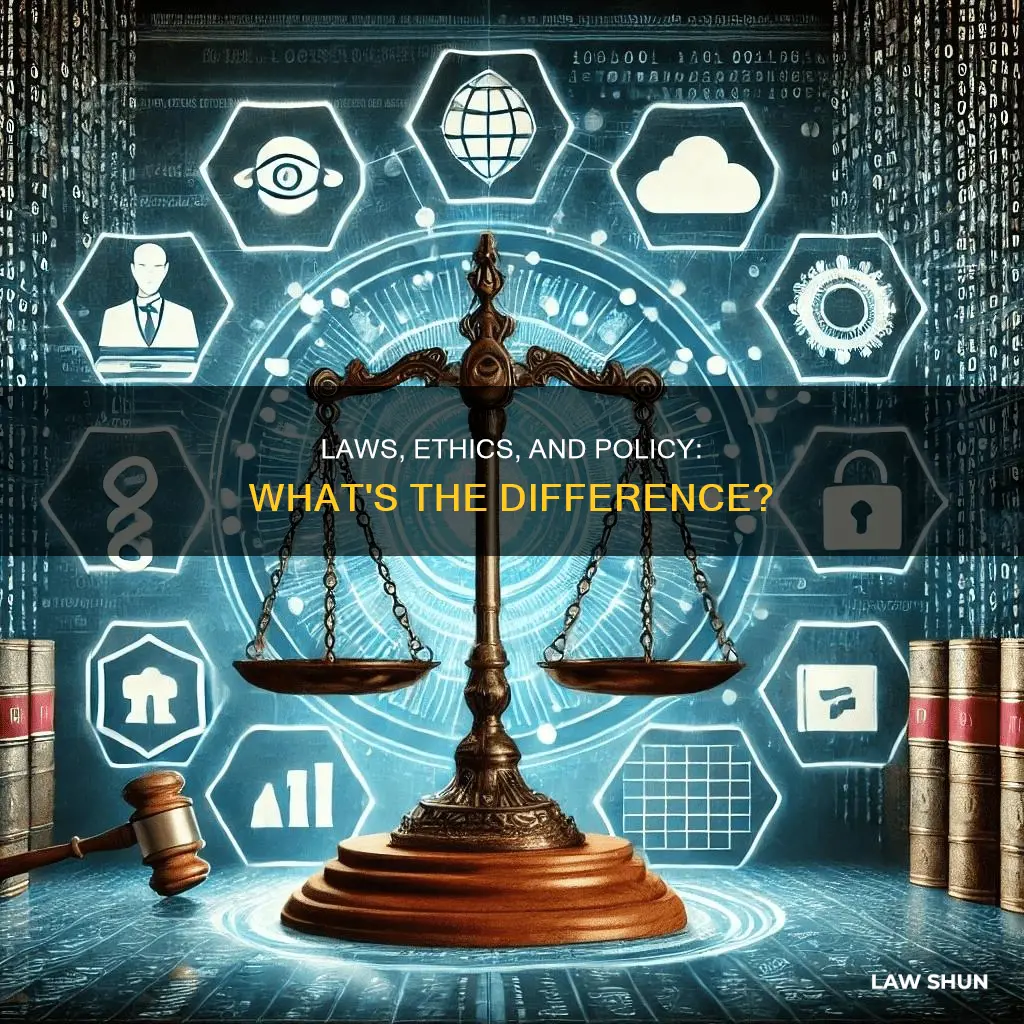 how are laws different from ethics and policy
