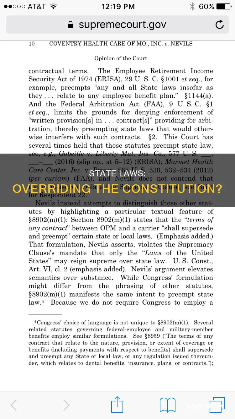 how can a state law trump the consitution