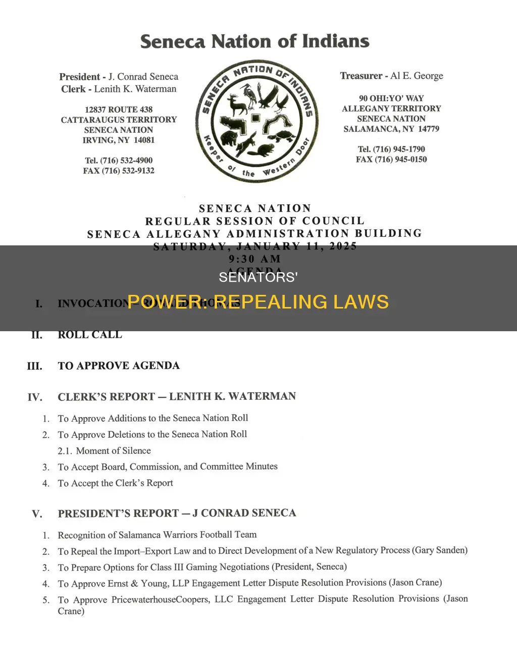 how can a state senator repeal a law