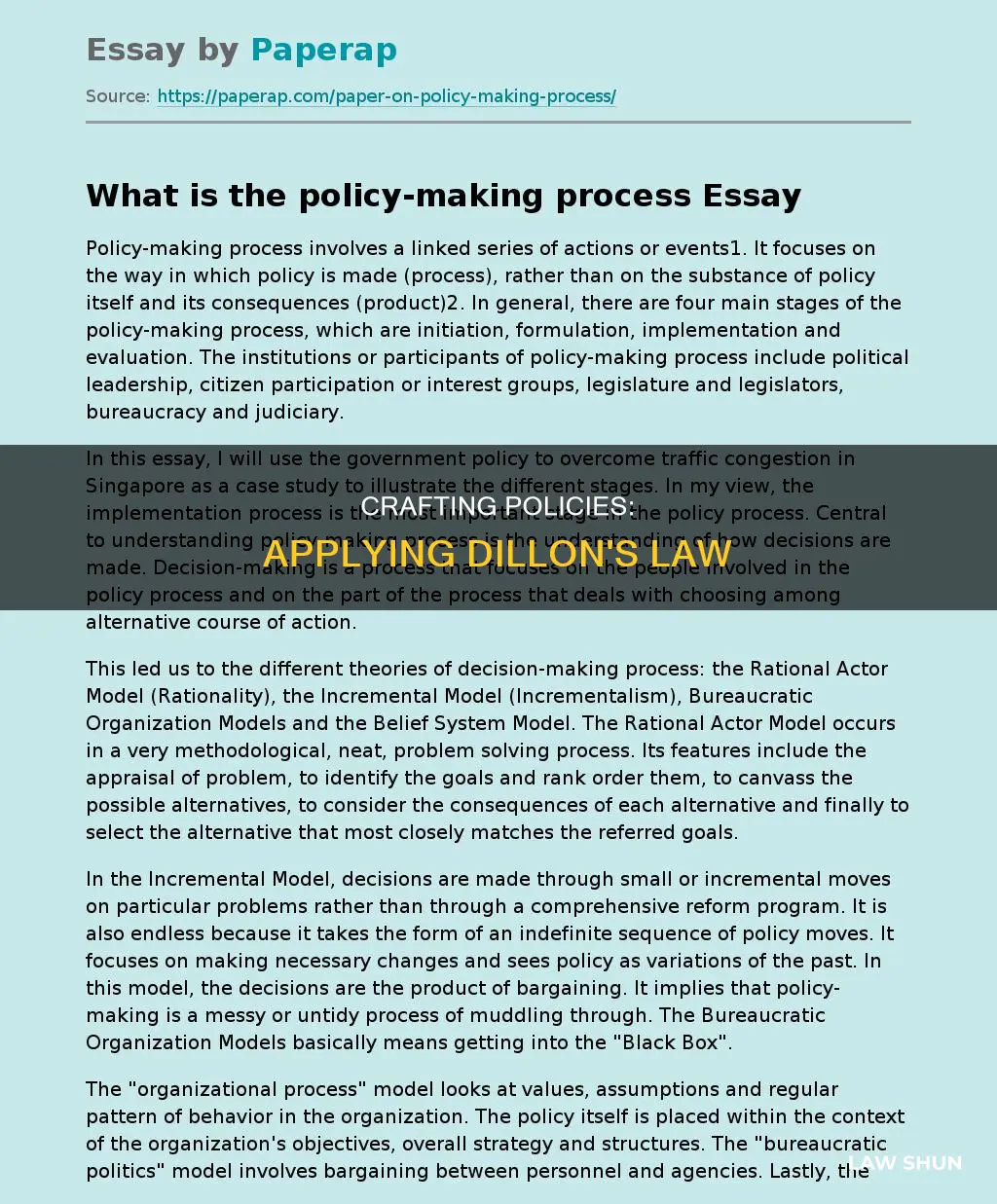 how can create policies with dillons law