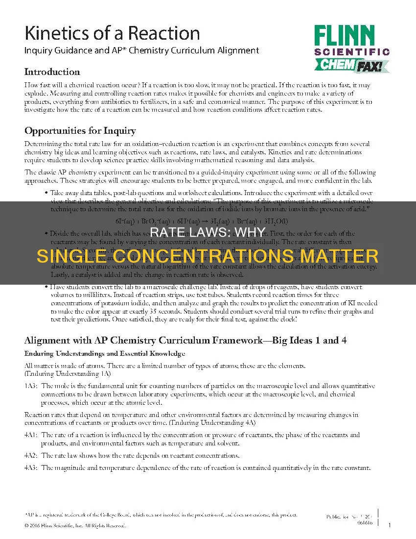 how can rate laws only include one concentration