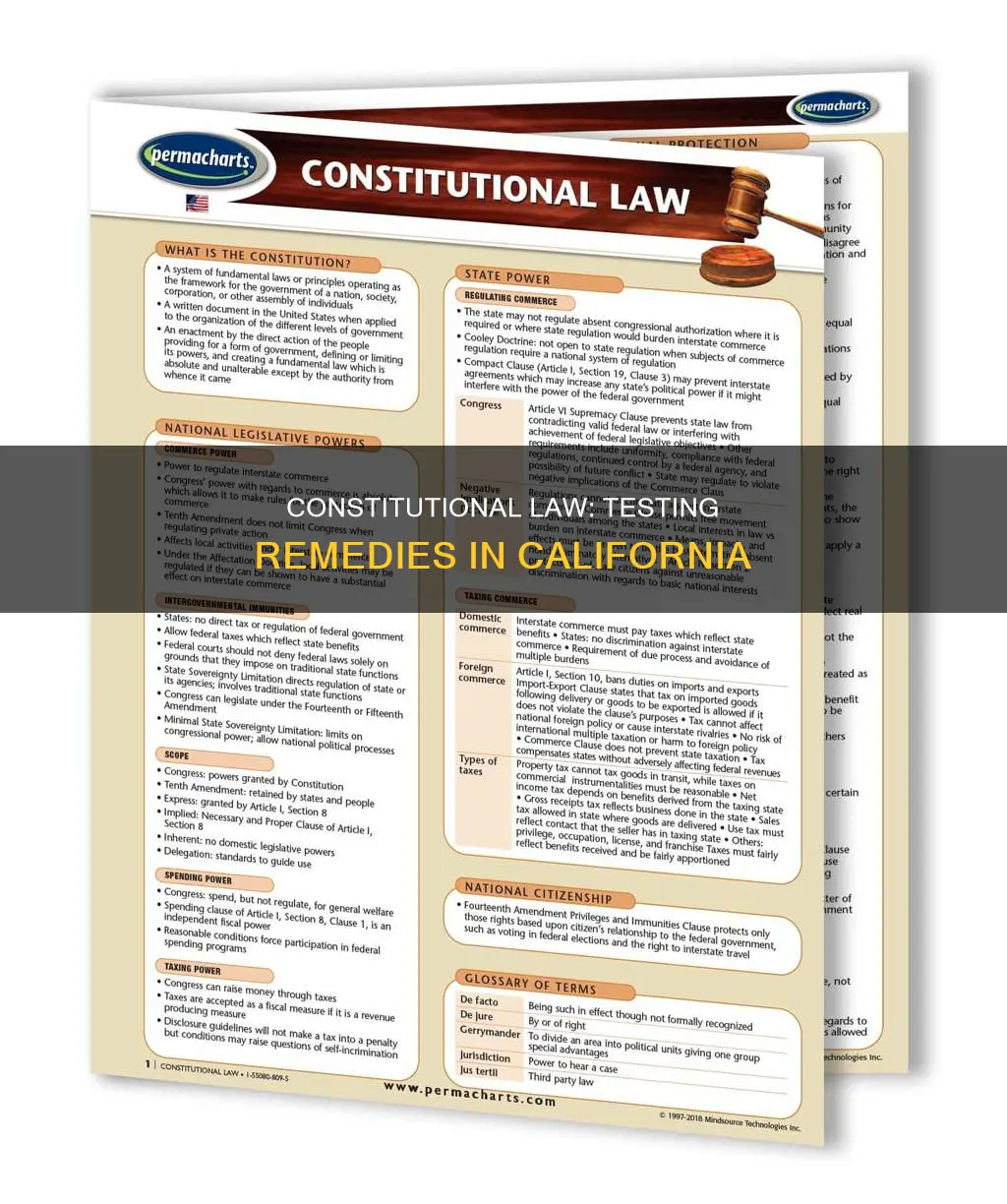 how can remedies be tested with constitutional law california bar