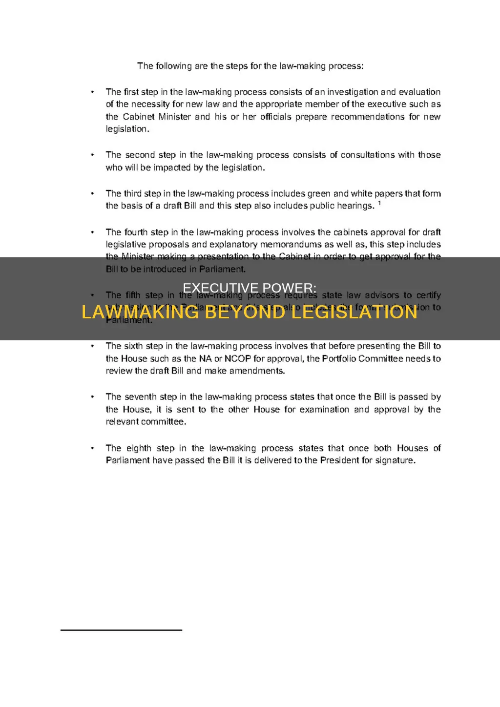 how can the exuctive branch make law