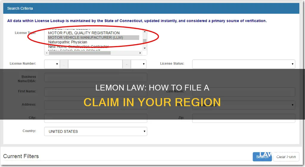 how do i apply for lemon law in my area