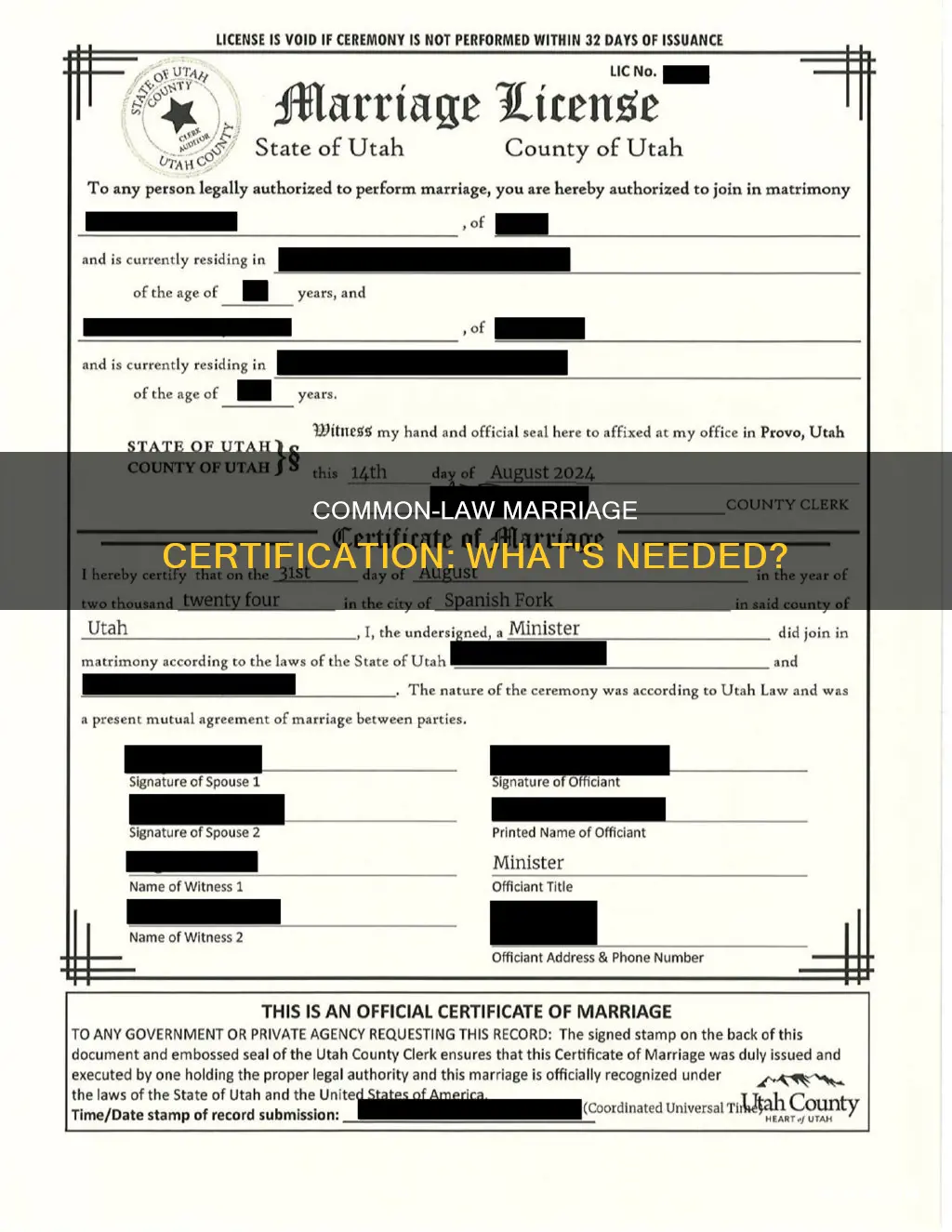 how do you certify a common law marriage