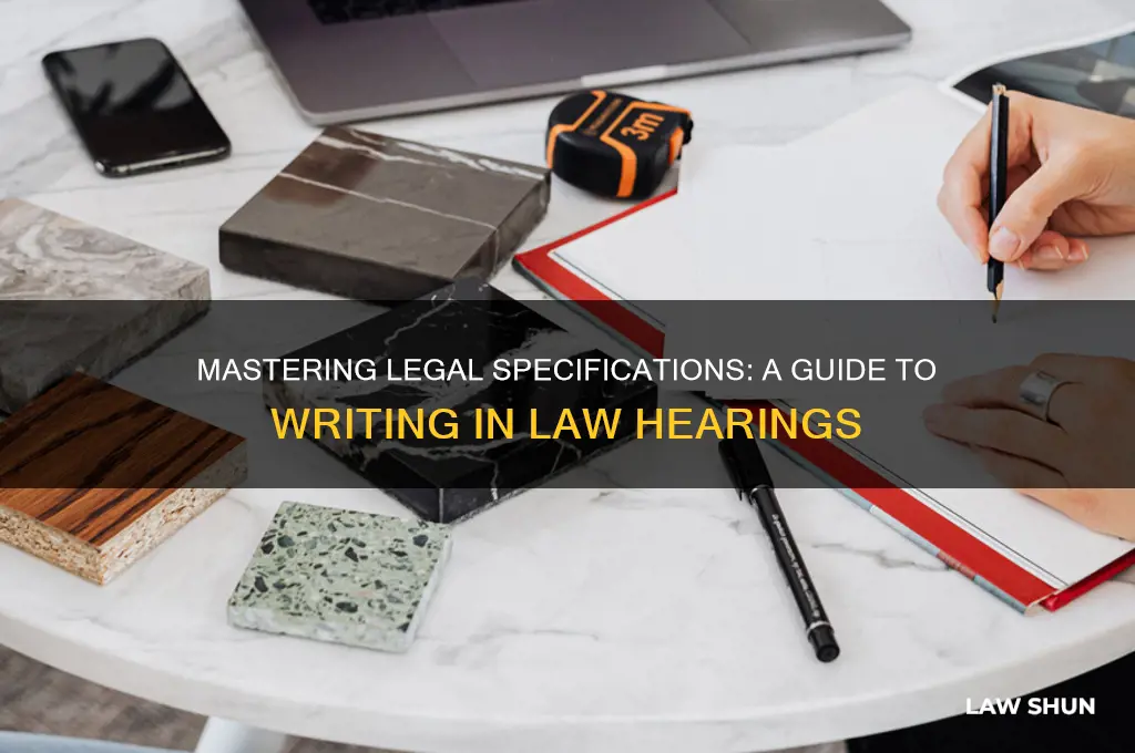how do you write specificatin in a law hearing