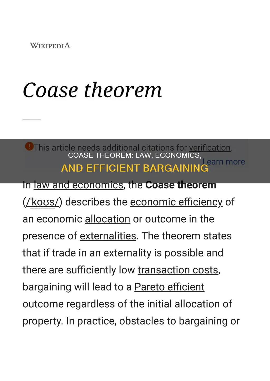 how does coase theorem apply to law and economics