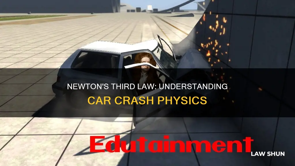 how does the third law apply to a car crash