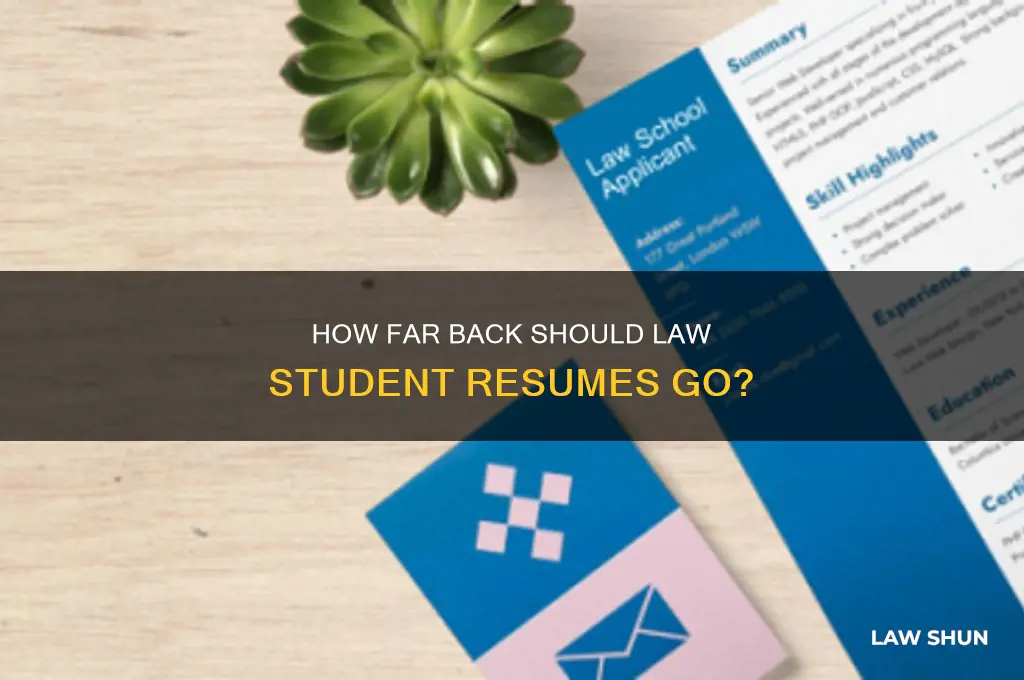 how far back should a resume go law student